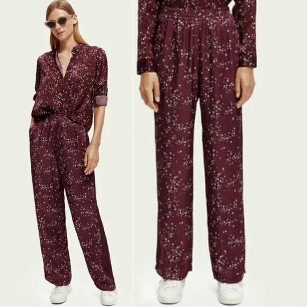 Scotch & Soda Silky Satin Gia Wide Leg Pull On Pants Large Size Large/32 NWT